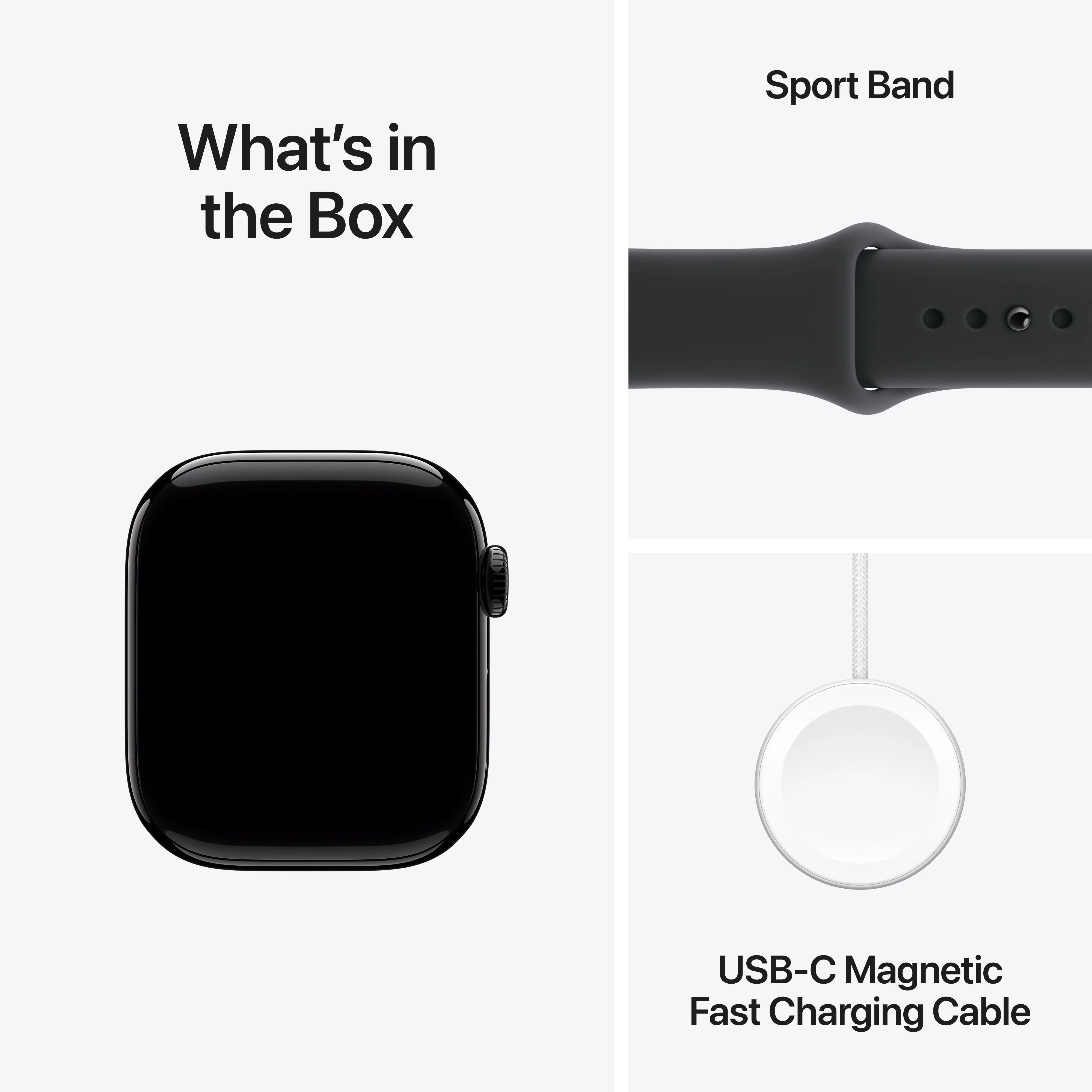 Apple Watch Series 11 GPS, Caixa em alumínio preto brilhante de 42 mm com Bracelete desportiva preta - M/L - Image 8