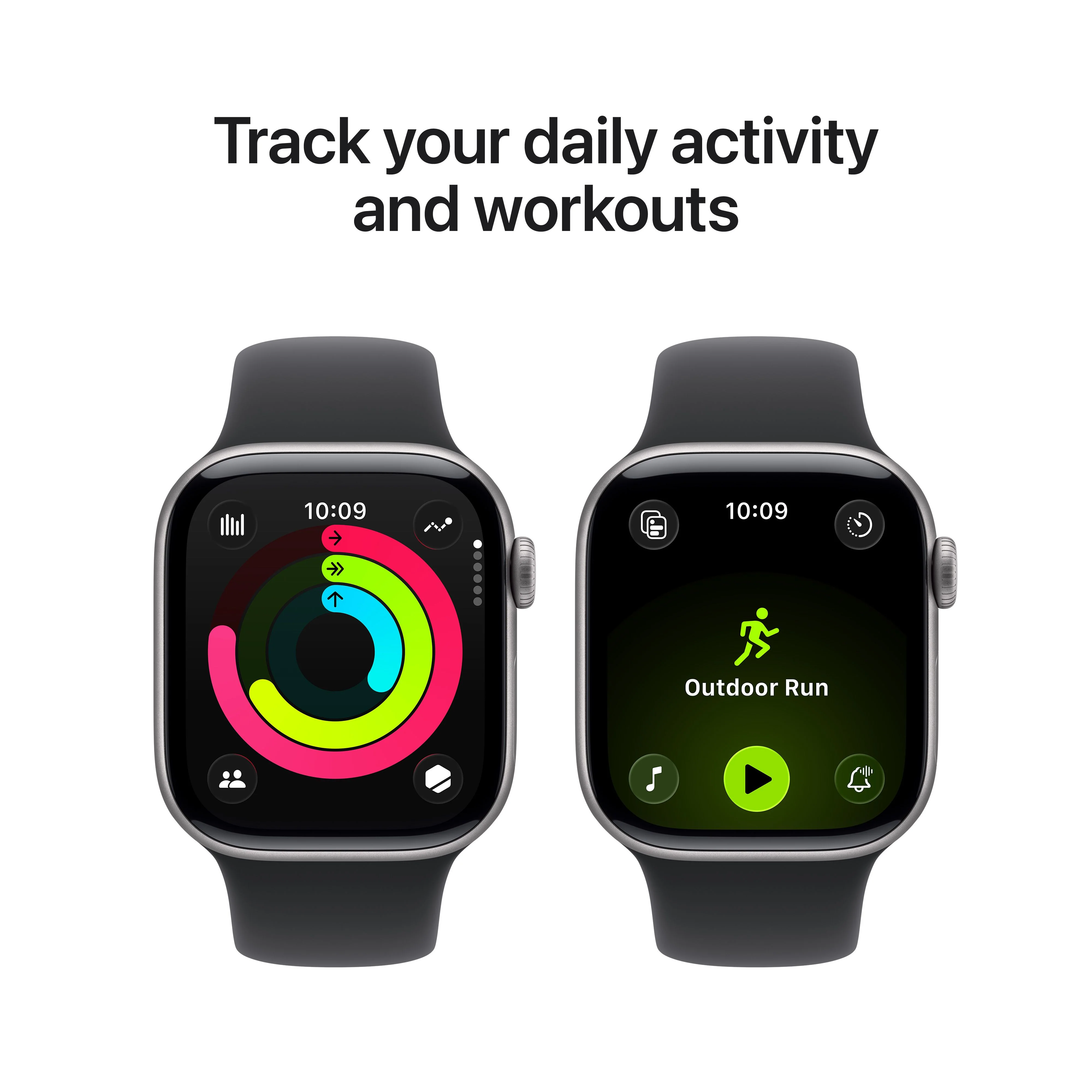 Apple Watch Series 11 GPS, Caixa em alumínio cinzento sideral de 42 mm com Bracelete desportiva preta - S/M - Image 4