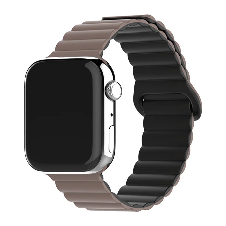 Bracelete Silicone Inmove Apple Watch Magnetic 44/45/46/49mm Chocolate/Preto - Image 2