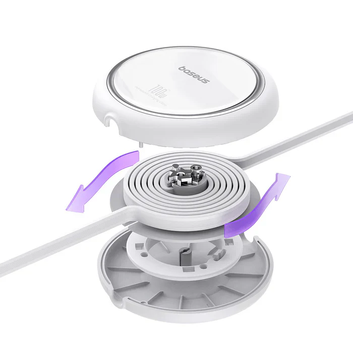 Cabo retrátil Baseus Free2Draw Mini USB-C – USB-C 100W 1m Moon White - Image 6