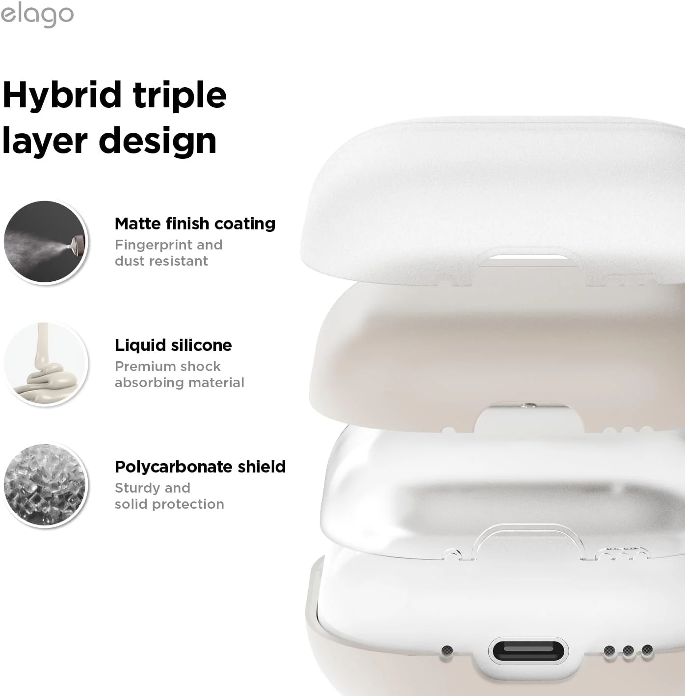 Capa Elago Liquid Hybrid Case p/ AirPods 4 (Stone) - Image 2