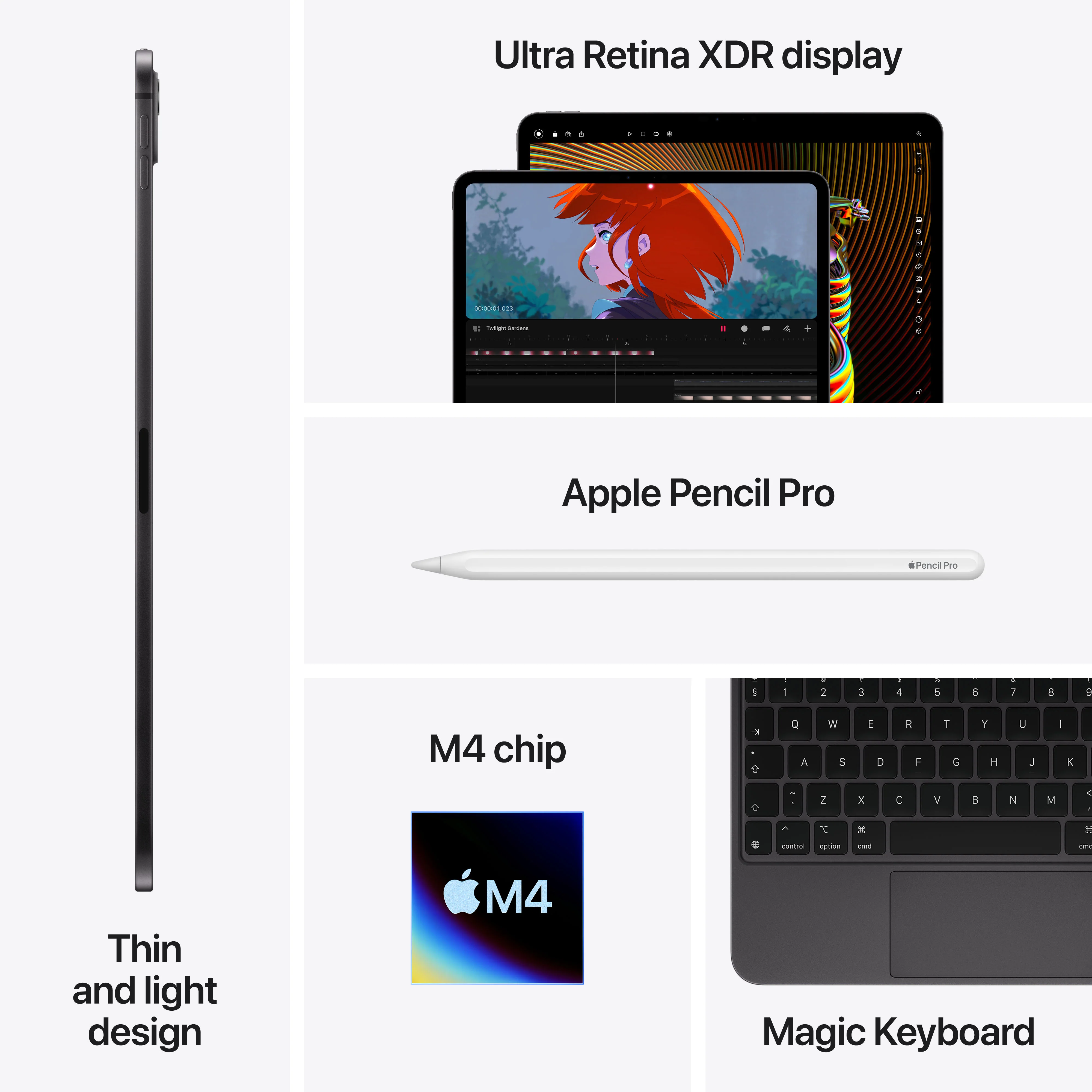 iPad Pro Wi-Fi de 11 polegadas Wi-Fi + Cellular 512 GB Vidro padrão - Preto sideral (M4) - Image 9